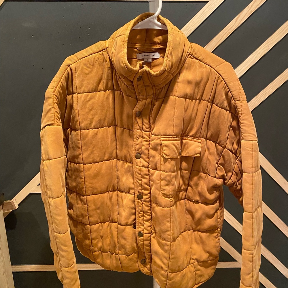 O'Neill women Mustard Quilted  Jacket with front pocket button zipper front